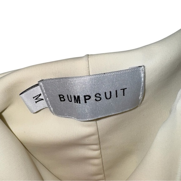 BUMPSUIT The Chloe Maternity Midi Dress | Cream Sleeveless Asymmetric Straps Med - Picture 4 of 7